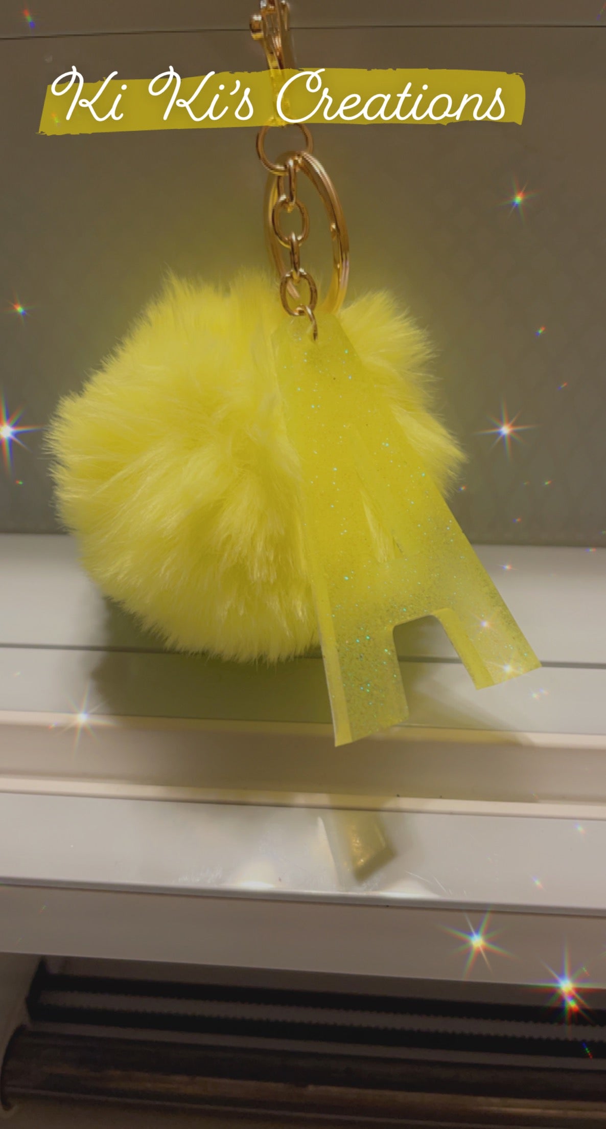 Glitter Letter Keychain w/ Pom Pom